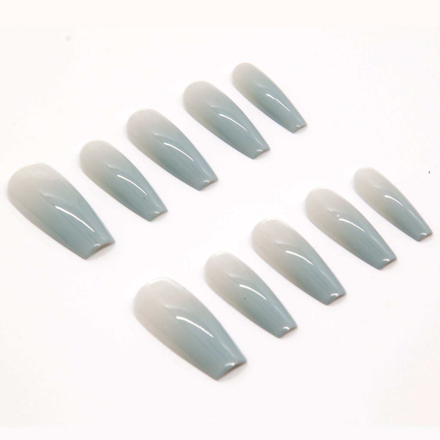 Hot Selling  Middle long Grey Series Gradient Press On Nails|Grey SeriesNails|Press On Nails|Fake Nails