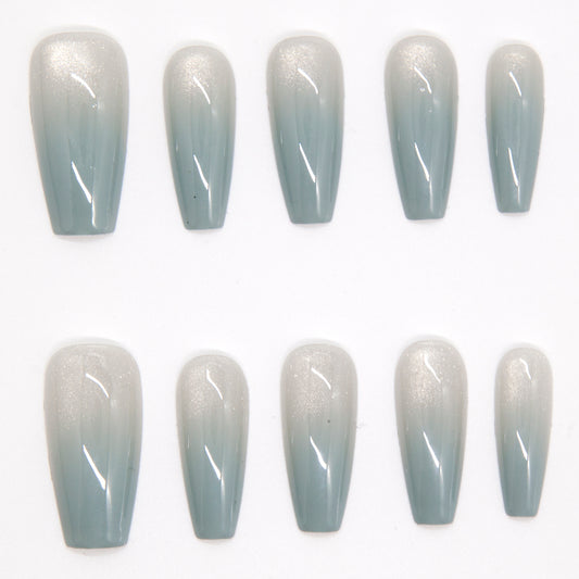 Hot Selling  Middle long Grey Series Gradient Press On Nails|Grey SeriesNails|Press On Nails|Fake Nails