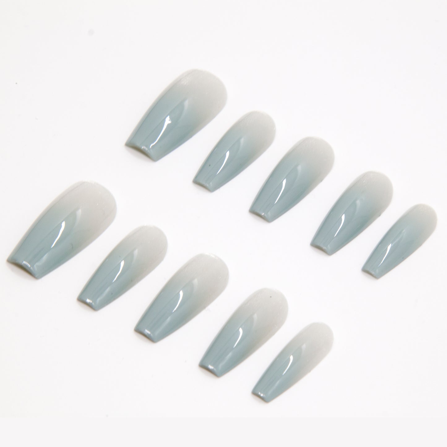 Hot Selling  Middle long Grey Series Gradient Press On Nails|Grey SeriesNails|Press On Nails|Fake Nails