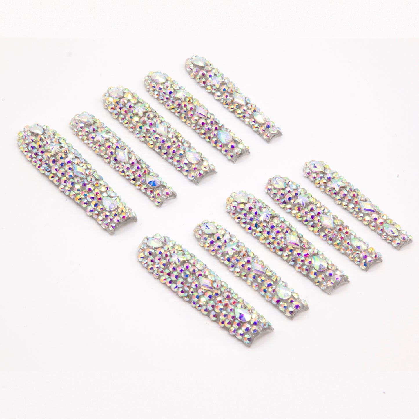 New Version Long Colorful  Diamond inlay Press On Nails|Colorful Nails|Press On Nails|Fake Nails