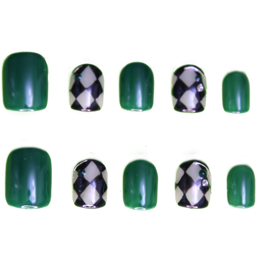 New Version Short Blackish Green Simple Press On Nails|Blackish GreenNails|Press On Nails|Fake Nails