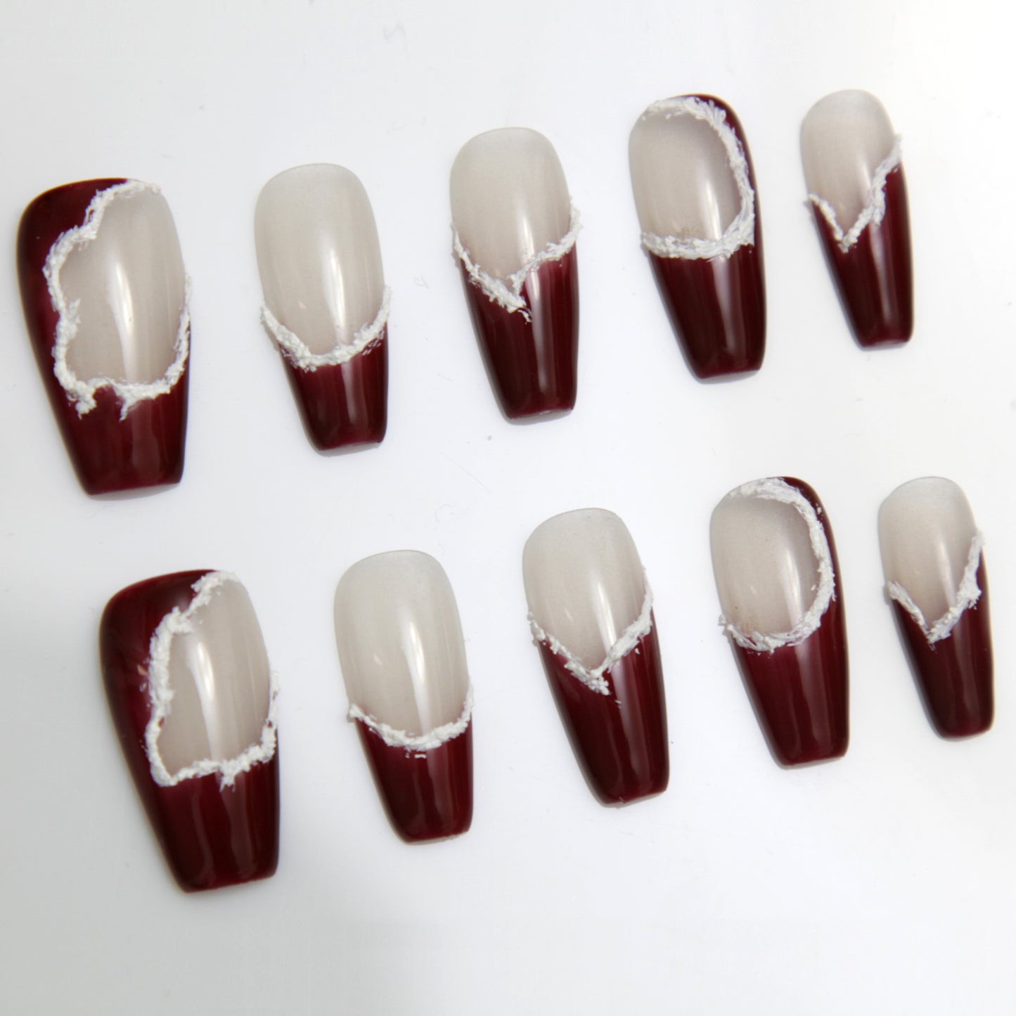 Delicate  Middle Wine Red Mysterious Press On Nails|Wine RedNails|Press On Nails|Fake Nails