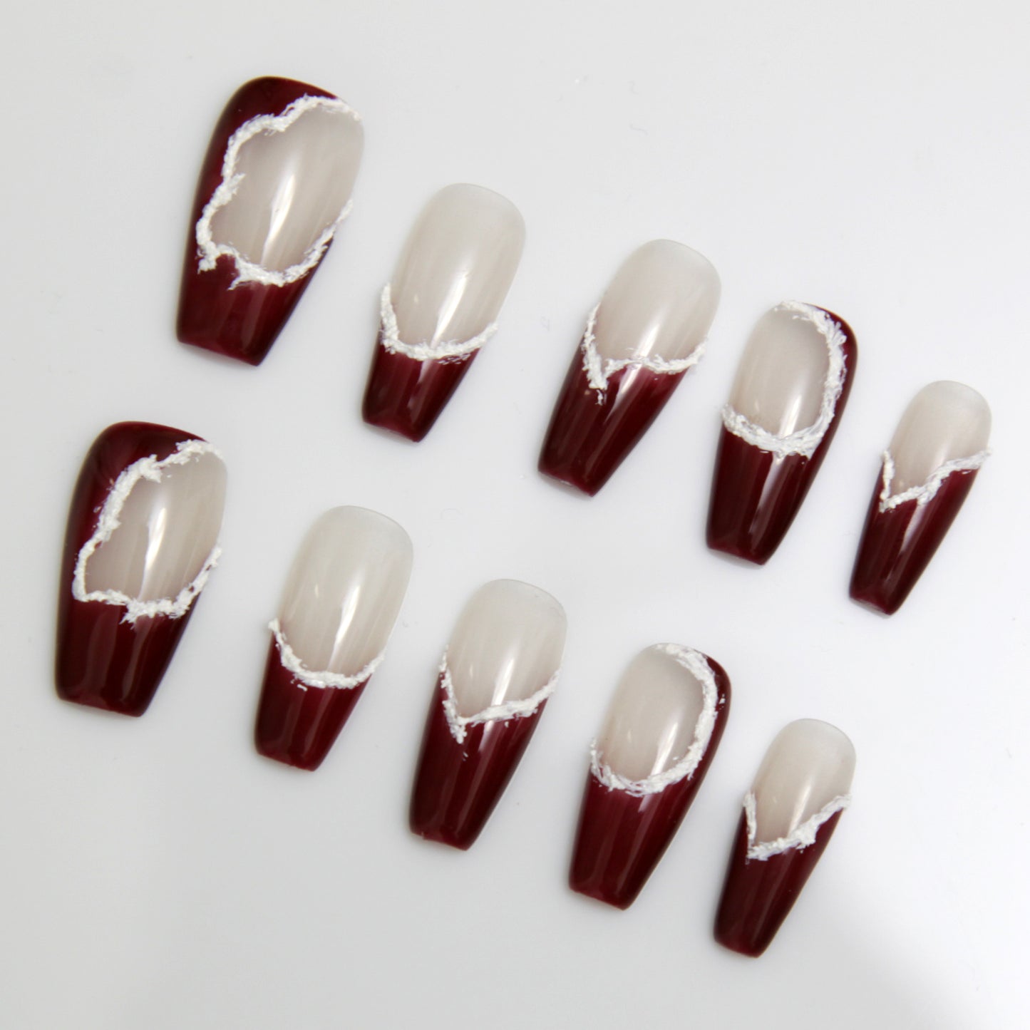 Delicate  Middle Wine Red Mysterious Press On Nails|Wine RedNails|Press On Nails|Fake Nails