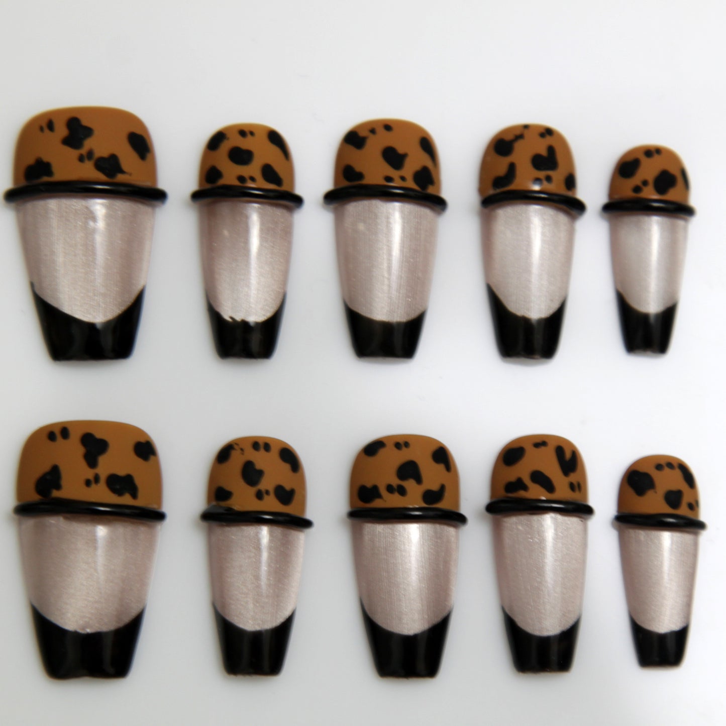 Handmade Middle long Dark Series Leopard print Press On Nails|Dark SeriesNails|Press On Nails|Fake Nails